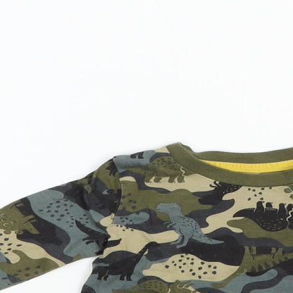 F&F Baby Green Geometric Cotton Pullover T-Shirt Size 3-6 Months Crew Neck Snap - Dinosaur Print