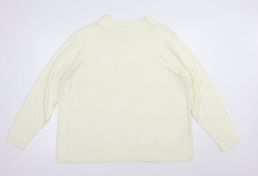 Damart Womens Ivory Mock Neck  Acrylic Pullover Jumper Size 2XL