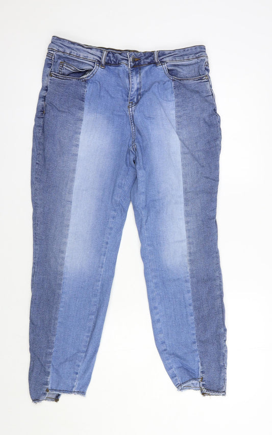 TU Womens Blue  Cotton Cropped Jeans Size 12 L25 in Regular Button