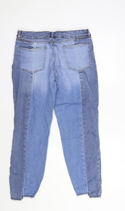 TU Womens Blue  Cotton Cropped Jeans Size 12 L25 in Regular Button