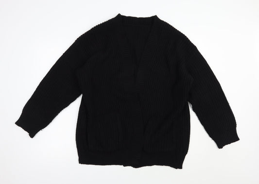 SheIn Womens Black V-Neck  Acrylic Cardigan Jumper Size L