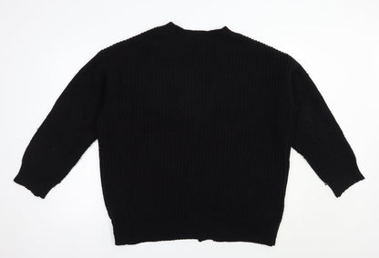 SheIn Womens Black V-Neck  Acrylic Cardigan Jumper Size L