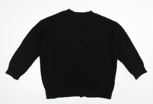 SheIn Womens Black V-Neck  Acrylic Cardigan Jumper Size L