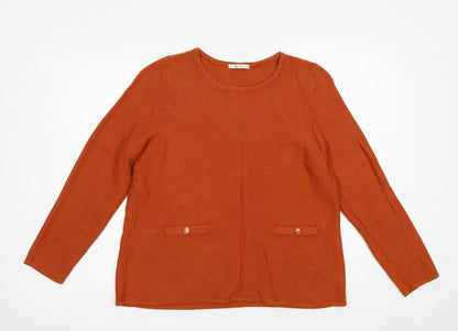 TU Womens Brown Crew Neck  Cotton Pullover Jumper Size 14