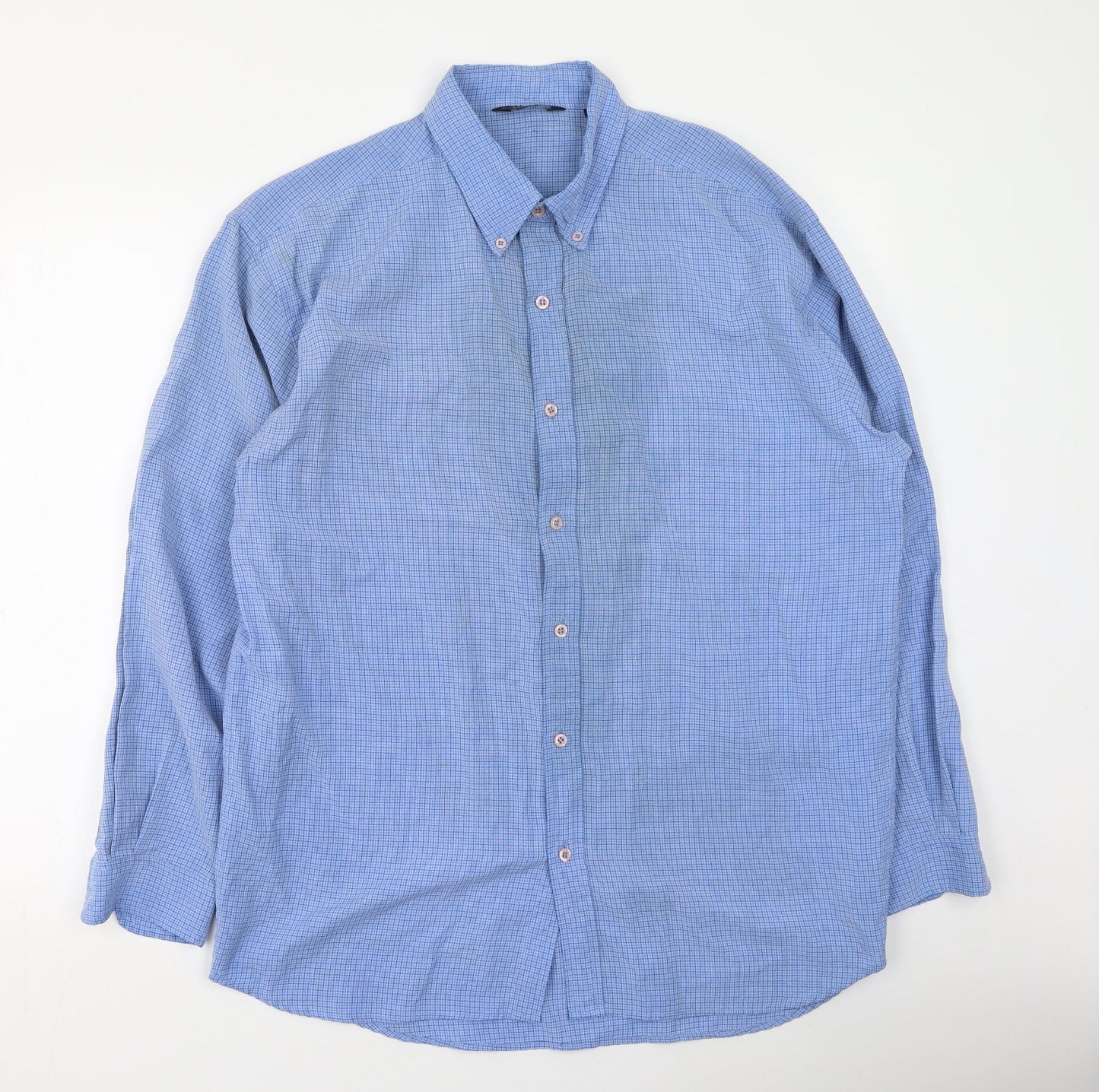 Mens UK Size M Gianni Vironi Blue  Button-Up Long Sleeve Casual Shirt