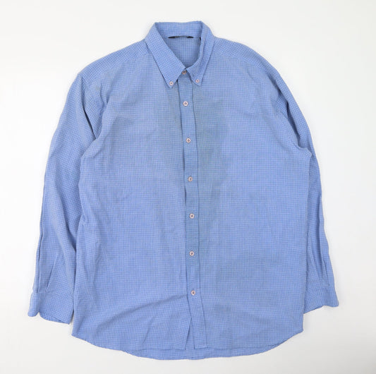 Mens UK Size M Gianni Vironi Blue  Button-Up Long Sleeve Casual Shirt