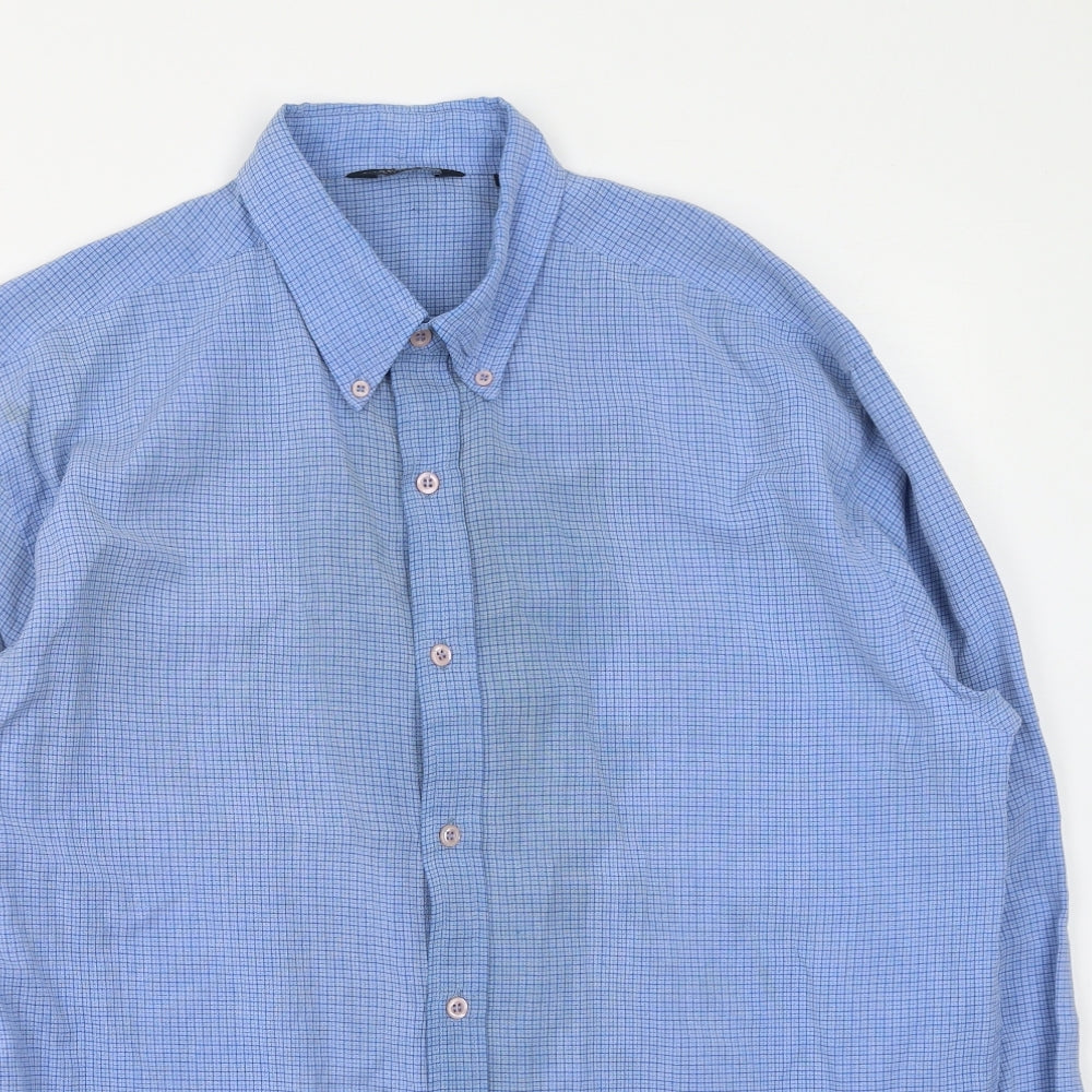 Mens UK Size M Gianni Vironi Blue  Button-Up Long Sleeve Casual Shirt