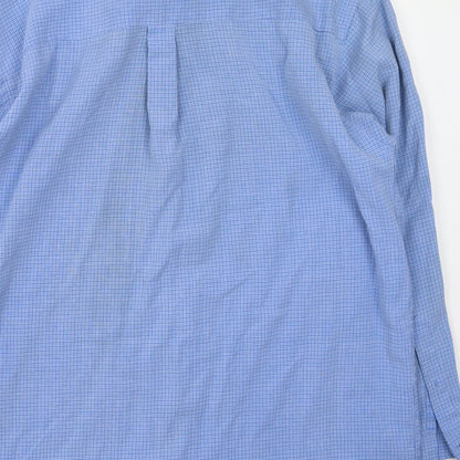 Mens UK Size M Gianni Vironi Blue  Button-Up Long Sleeve Casual Shirt