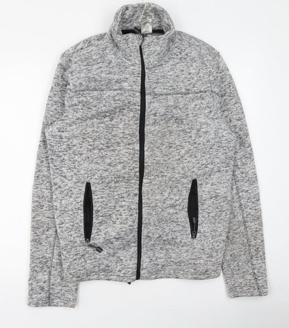 Crane Mens Grey High Neck  Polyester Full Zip Jumper Size L