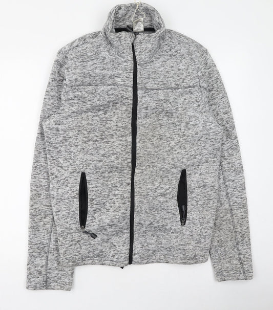 Crane Mens Grey High Neck  Polyester Full Zip Jumper Size L