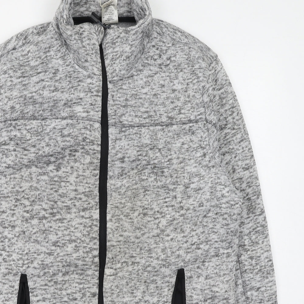 Crane Mens Grey High Neck  Polyester Full Zip Jumper Size L