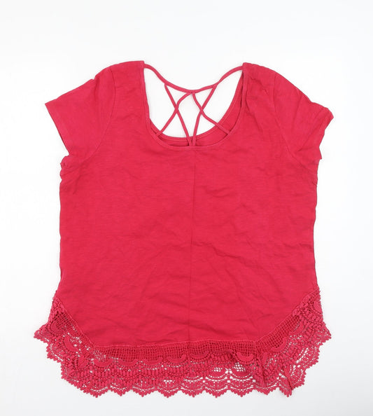 George  Womens Pink  Cotton Basic T-Shirt  Round Neck