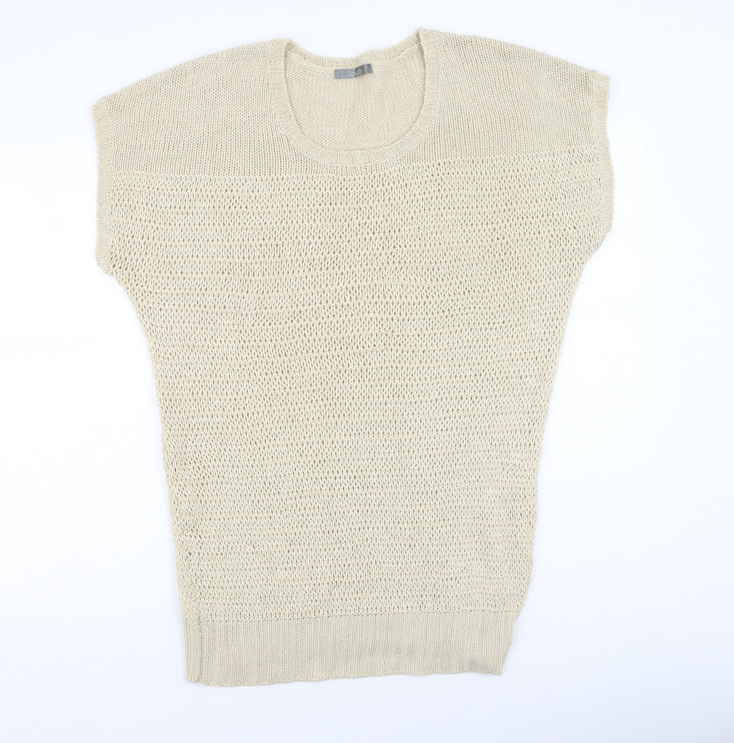 South  Womens Beige Round Neck  Acrylic Pullover Jumper Size 16
