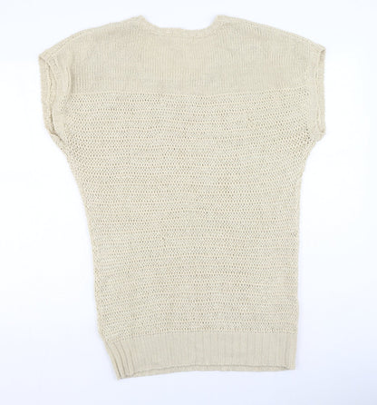 South  Womens Beige Round Neck  Acrylic Pullover Jumper Size 16