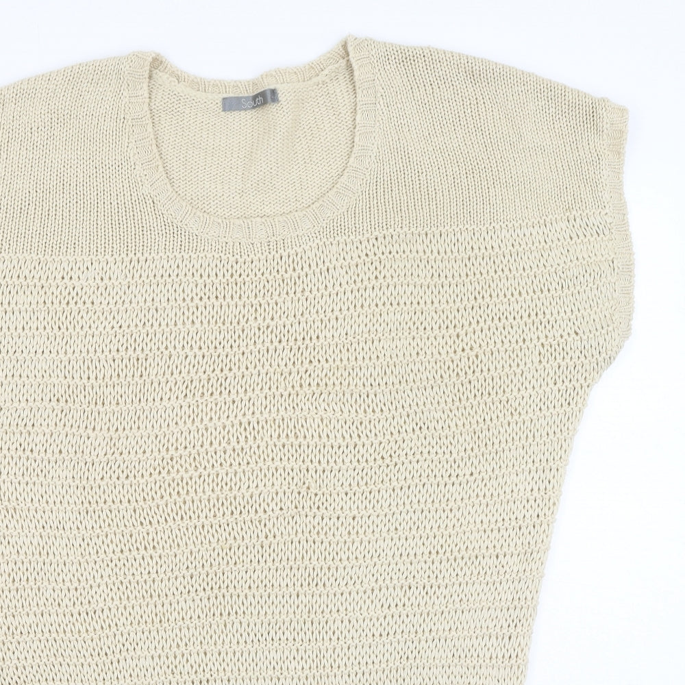 South  Womens Beige Round Neck  Acrylic Pullover Jumper Size 16
