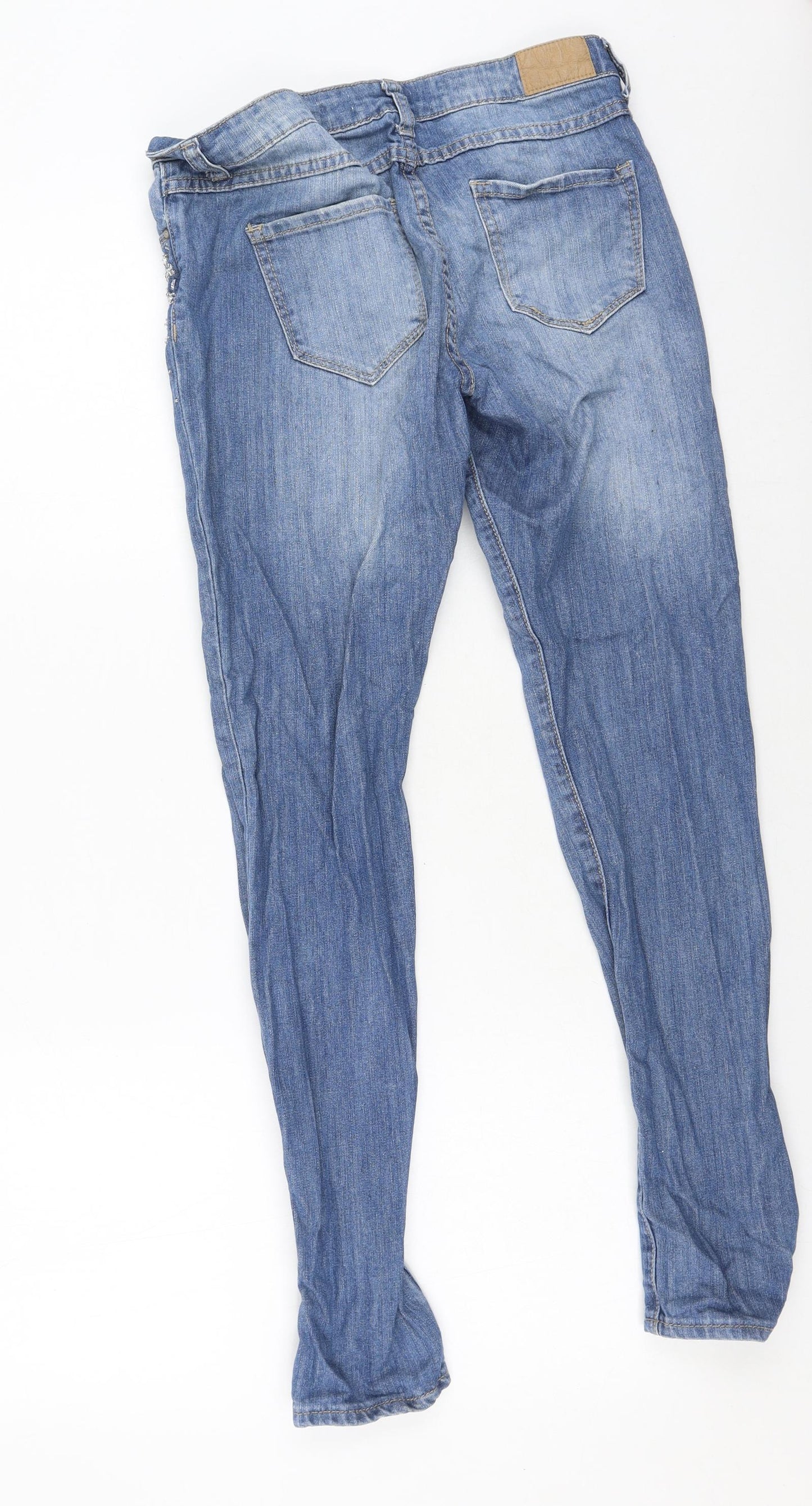 Denim & Co. Womens Blue  Cotton Mom Jeans Size 10 L37 in Regular