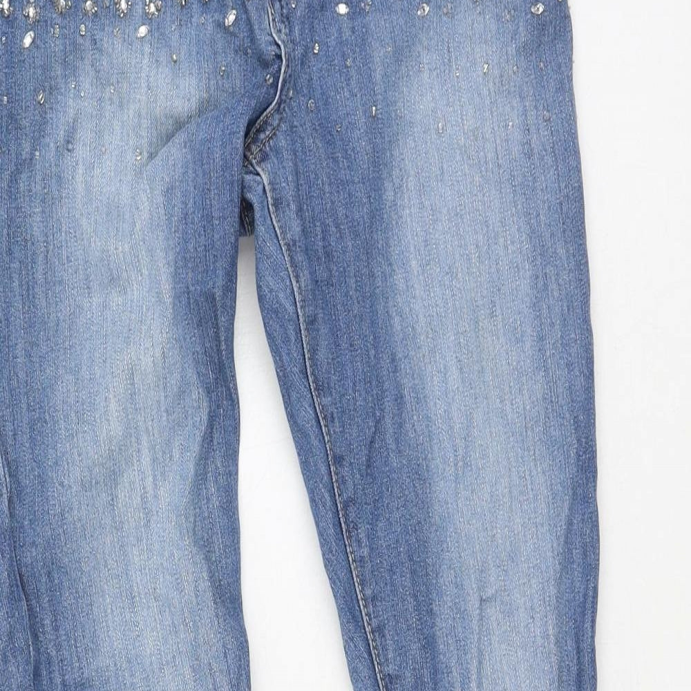 Denim & Co. Womens Blue  Cotton Mom Jeans Size 10 L37 in Regular