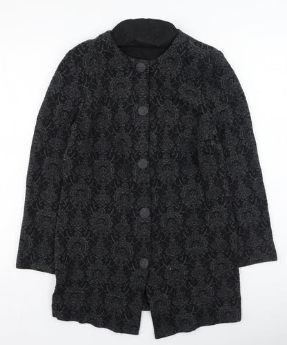 Berkertex Womens Grey Round Neck Floral Acrylic Cardigan Jumper Size 12