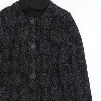 Berkertex Womens Grey Round Neck Floral Acrylic Cardigan Jumper Size 12