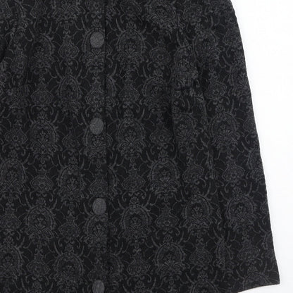 Berkertex Womens Grey Round Neck Floral Acrylic Cardigan Jumper Size 12