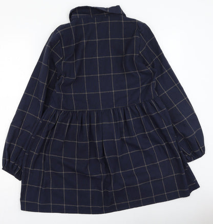 SheIn Womens Blue Plaid Cotton Fit & Flare  Size S  Collared