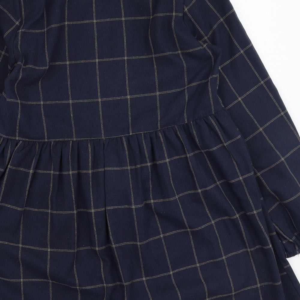 SheIn Womens Blue Plaid Cotton Fit & Flare  Size S  Collared