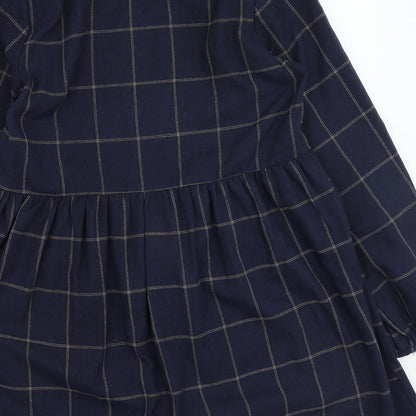 SheIn Womens Blue Plaid Cotton Fit & Flare  Size S  Collared