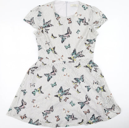 Oasis Womens Multicoloured  Polyester Fit & Flare  Size M  Round Neck