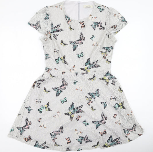 Oasis Womens Multicoloured  Polyester Fit & Flare  Size M  Round Neck