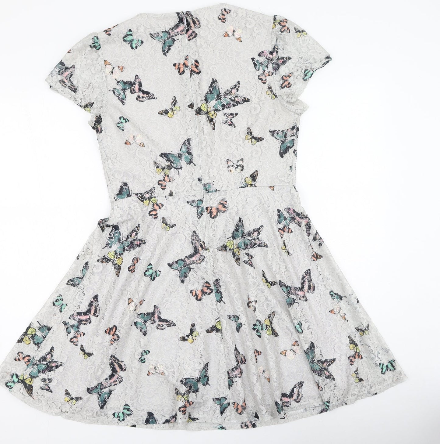 Oasis Womens Multicoloured  Polyester Fit & Flare  Size M  Round Neck