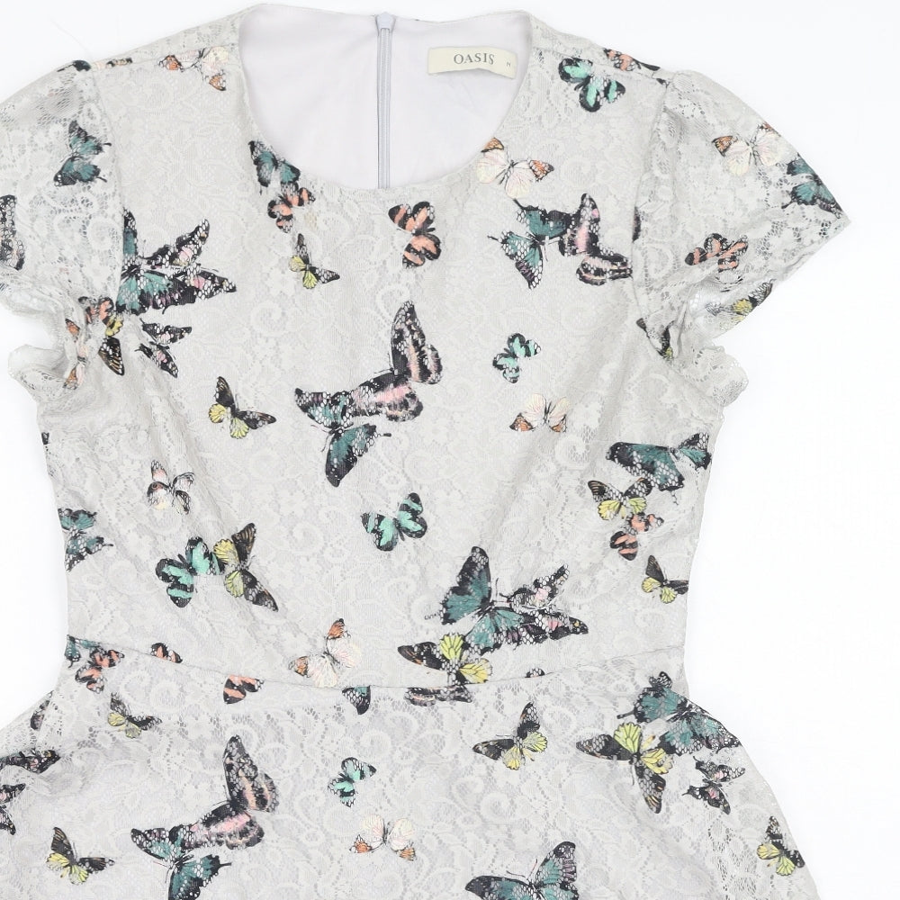 Oasis Womens Multicoloured  Polyester Fit & Flare  Size M  Round Neck