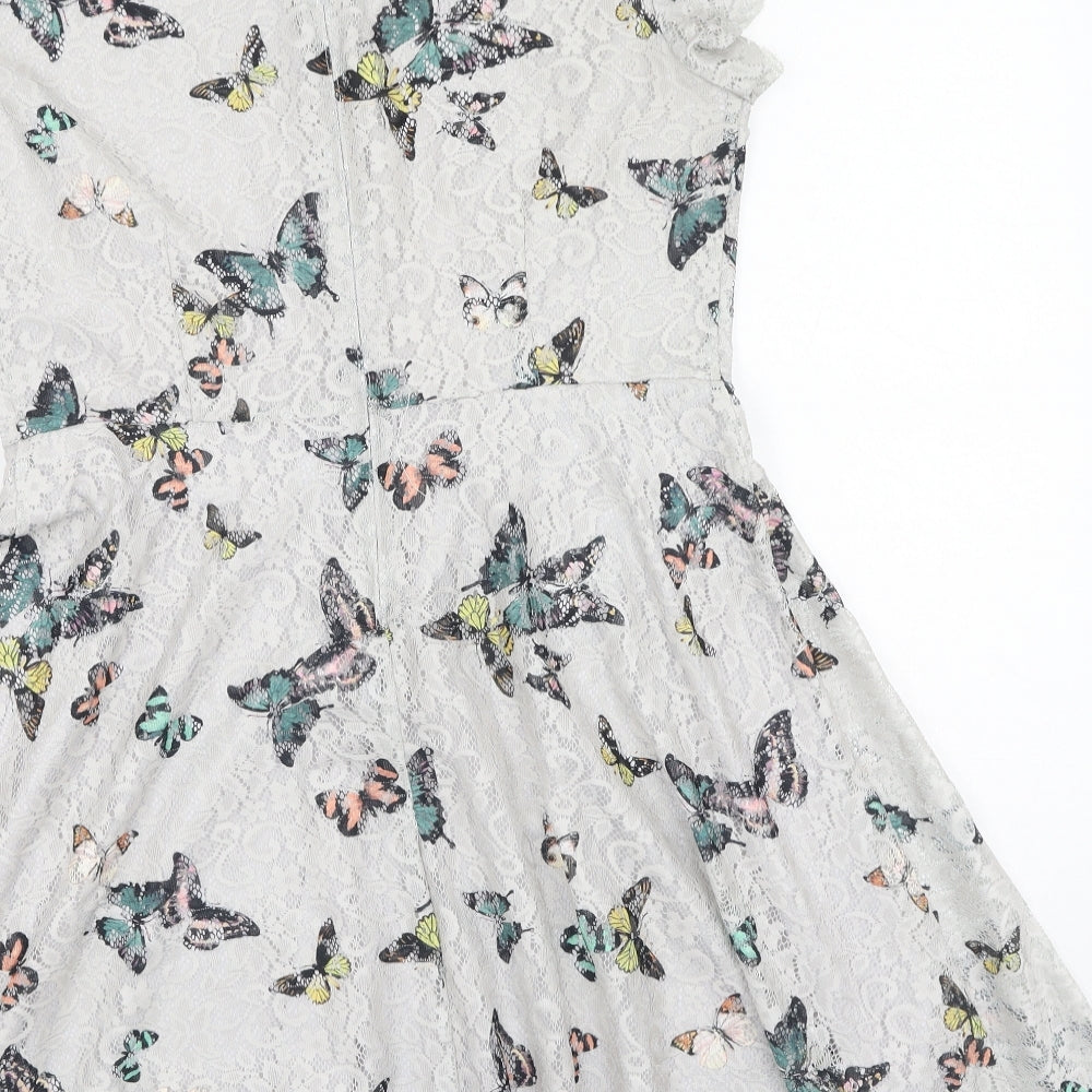 Oasis Womens Multicoloured  Polyester Fit & Flare  Size M  Round Neck