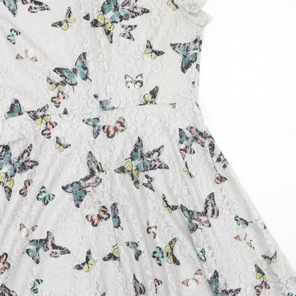 Oasis Womens Multicoloured  Polyester Fit & Flare  Size M  Round Neck