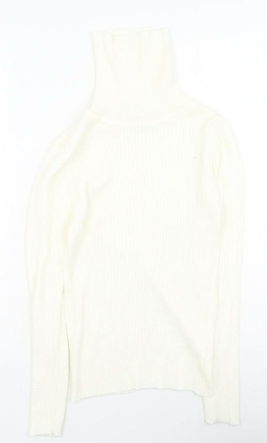 I SAW IT FIRST Womens Ivory High Neck  Polyester Pullover Jumper Size S