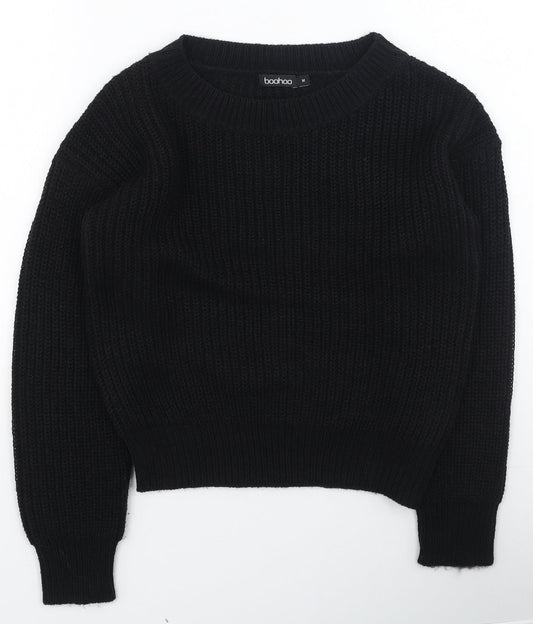 Boohoo Womens Black Round Neck  Polyester Pullover Jumper Size M