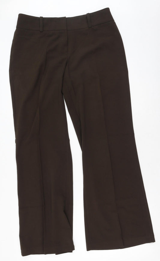 AMARANTO Womens Brown  Polyester Trousers  Size 12 L30 in Regular