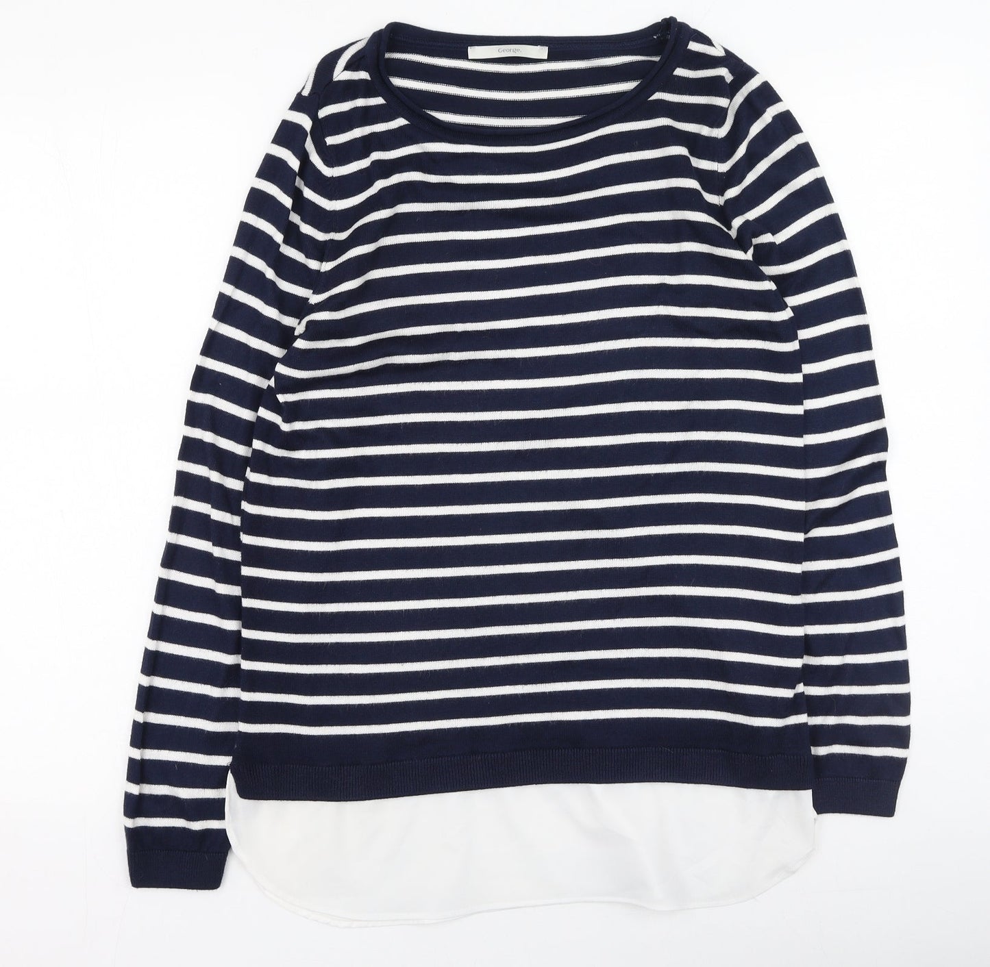 George  Womens Multicoloured Round Neck Striped Viscose Pullover Jumper Size 14