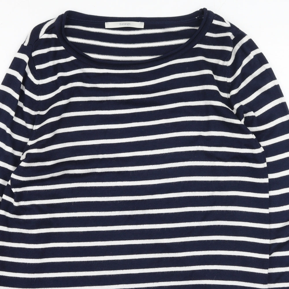 George  Womens Multicoloured Round Neck Striped Viscose Pullover Jumper Size 14