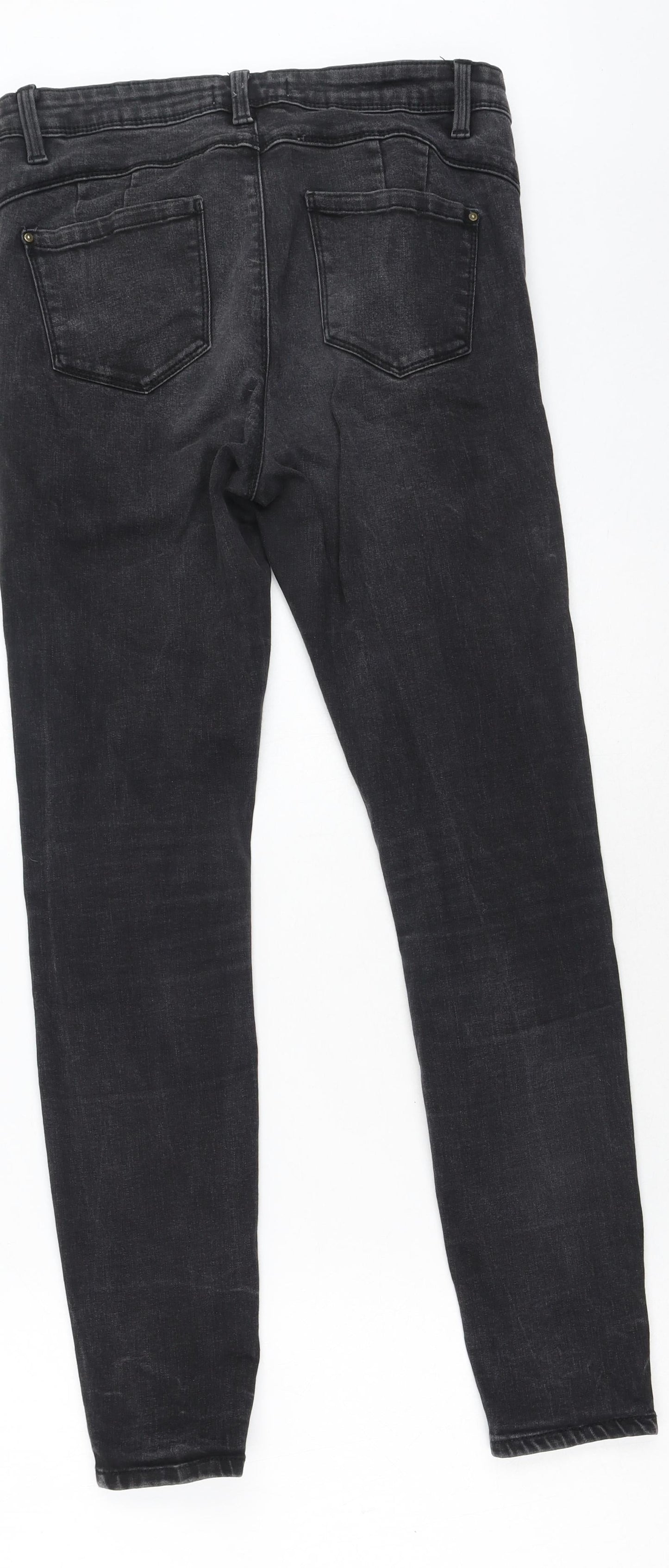 Denim & Co. Womens Grey  Cotton Skinny Jeans Size 14 L28 in Regular