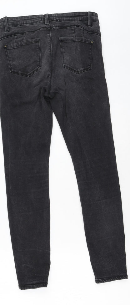 Denim & Co. Womens Grey  Cotton Skinny Jeans Size 14 L28 in Regular