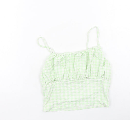 Primark Womens Green Plaid Viscose Camisole Tank Size XS Off the Shoulder