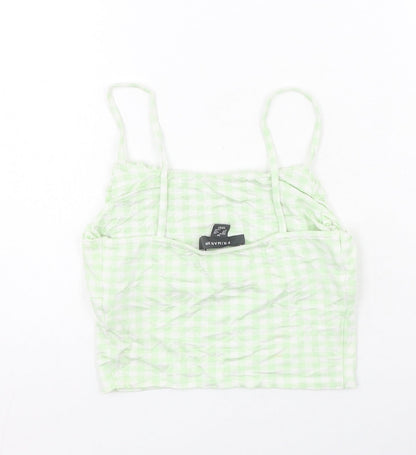 Primark Womens Green Plaid Viscose Camisole Tank Size XS Off the Shoulder
