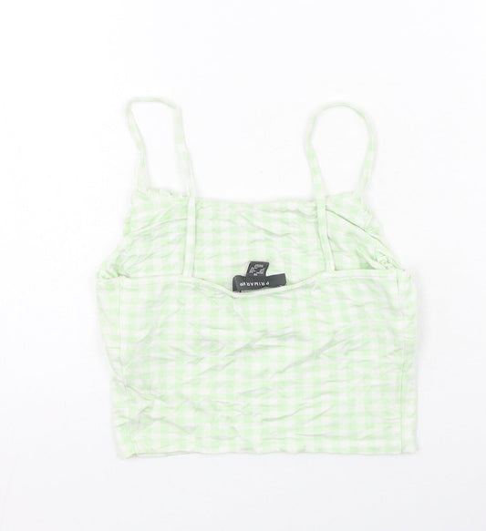 Primark Womens Green Plaid Viscose Camisole Tank Size XS Off the Shoulder