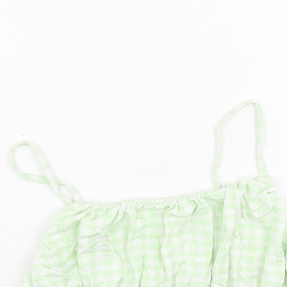 Primark Womens Green Plaid Viscose Camisole Tank Size XS Off the Shoulder