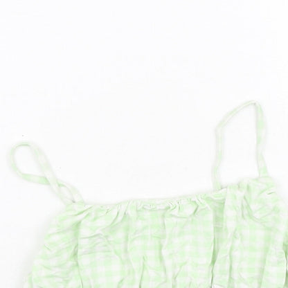 Primark Womens Green Plaid Viscose Camisole Tank Size XS Off the Shoulder