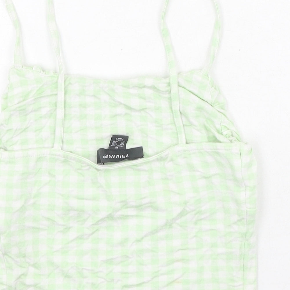 Primark Womens Green Plaid Viscose Camisole Tank Size XS Off the Shoulder
