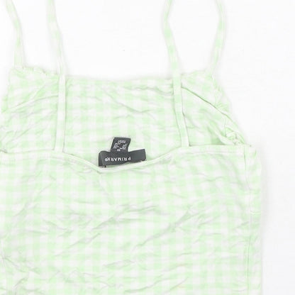 Primark Womens Green Plaid Viscose Camisole Tank Size XS Off the Shoulder