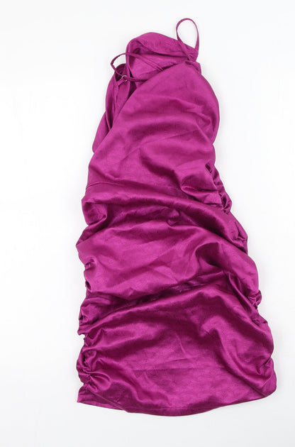 PRETTYLITTLETHING Womens Purple  Polyester Bodycon  Size 8  Round Neck