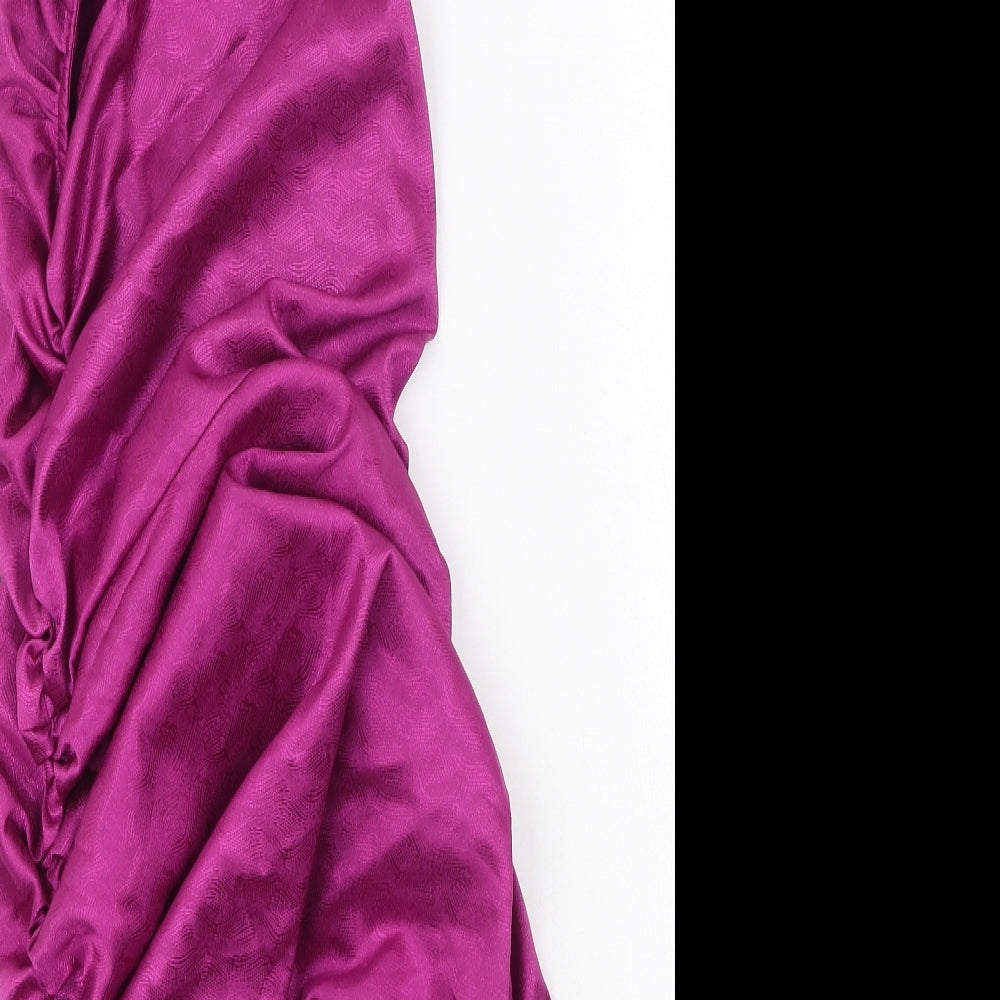 PRETTYLITTLETHING Womens Purple  Polyester Bodycon  Size 8  Round Neck