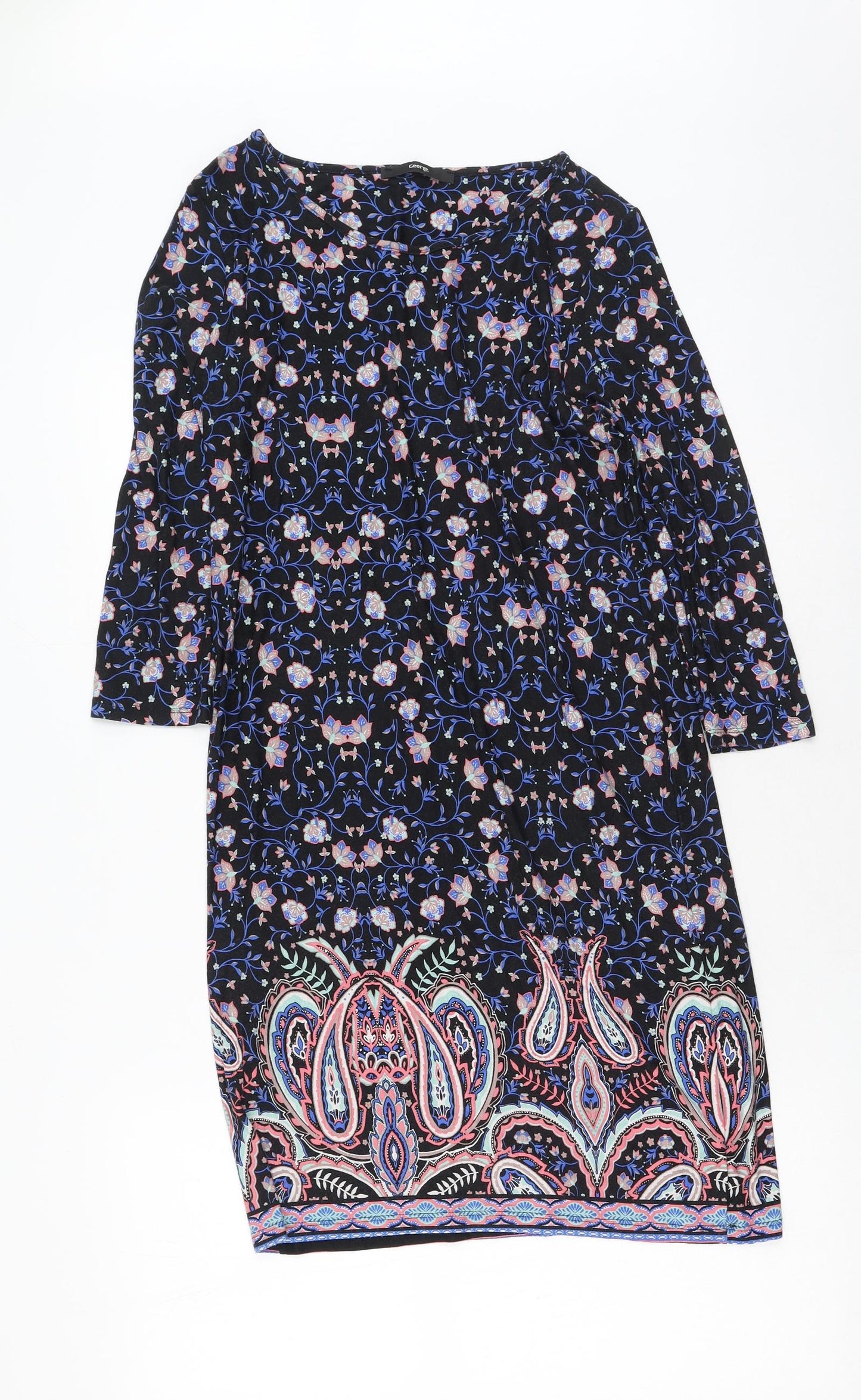 George  Womens Multicoloured Floral Viscose Ball Gown  Size 8  Round Neck